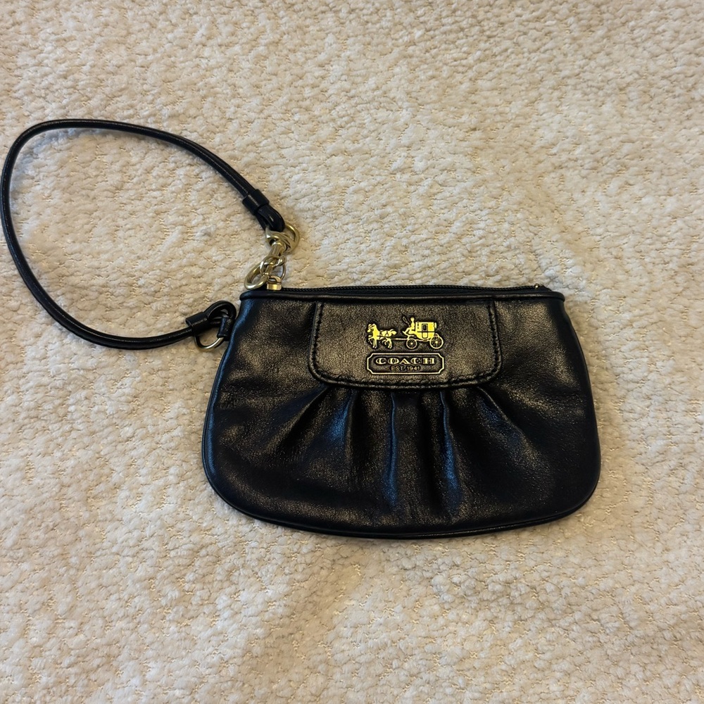 Coach Black Gathered Leather Clutch